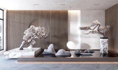 新中式景观造景3D模型下载